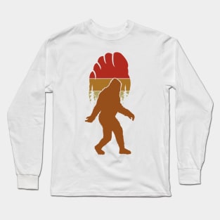 Bigfoot Footprint Retro Vintage Long Sleeve T-Shirt